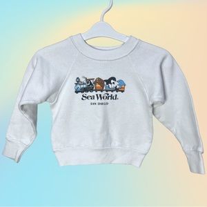VTG 90's Toddler White SEA WORLD Pullover Sweater No Size Found See Measurements